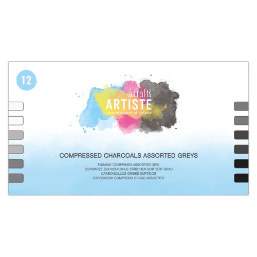 Docrafts Artiste Compressed Charcoals Assorted Greys (Pack 12) DOA 551031
