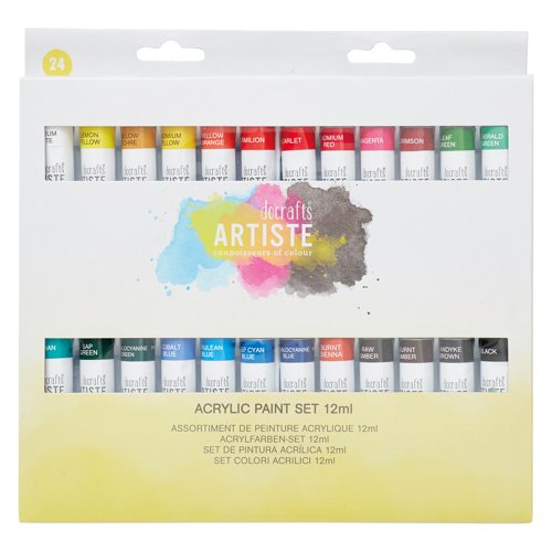 Docrafts Artiste Acrylic Paint Set 12ml (Pack 24) DOA 551001