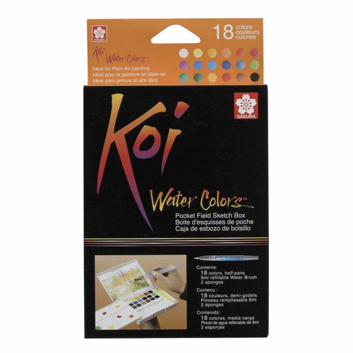 Sakura Koi Water Colors Pocket Field Pocket Field Sketch Box 18 Colours XNCW18N
