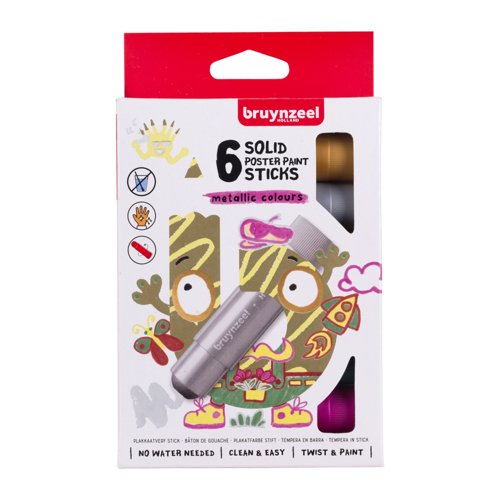 Bruynzeel Poster Paint Stick Set Assorted Metallic (Pack 6) 60159206