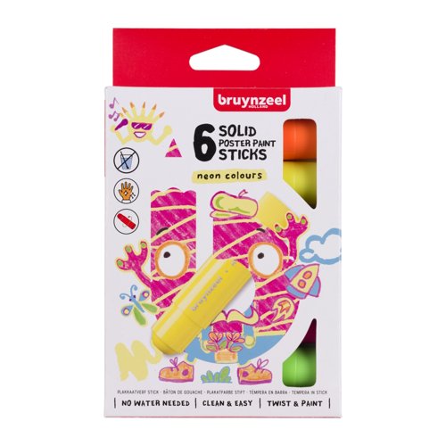 Bruynzeel Poster Paint Stick Set Assorted Neon (Pack 6) 60159106
