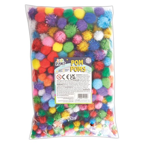 Craft Planet Pom Poms Assorted Acrylic Standard & Metallic (Pack 550) CPT 662019