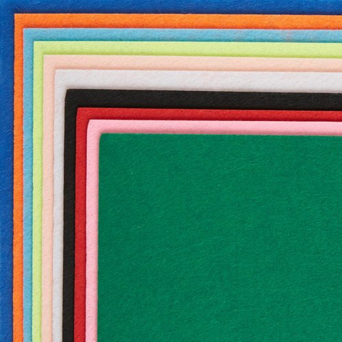 Craft Planet Felt Squares 450x450mm Assorted Colours (Pack 10) CPT 662023