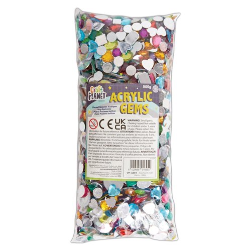 Craft Planet Acrylic Gems Assorted 500g CPT 662014