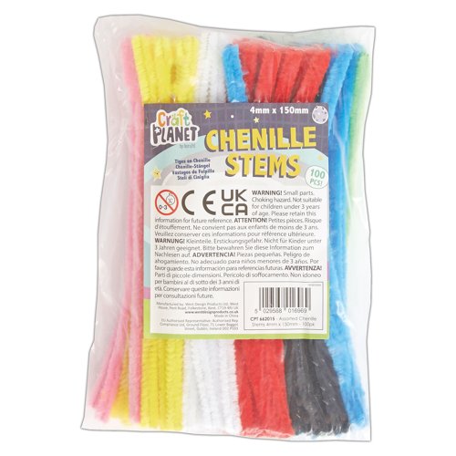 Craft Planet Pipe Cleaners 4x150mm Assorted (Pack 100) CPT 662015