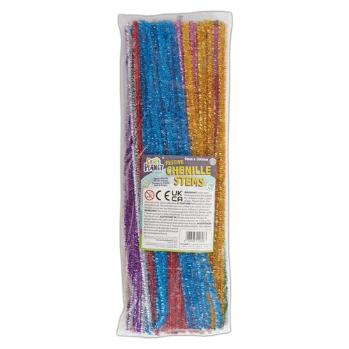 Craft Planet Pipe Cleaners 6x300mm Assorted Sparkly Colours (Pack 100) CPT 662017