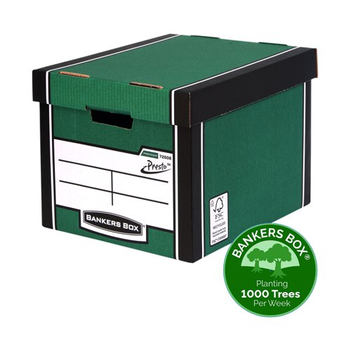 Fellowes Bankers Box Premium Presto Tall Storage Box Green/White (5) 7260806