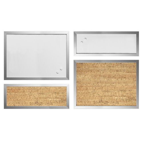 Bi-Office Positive Flow Metallic Silver Message Board Set