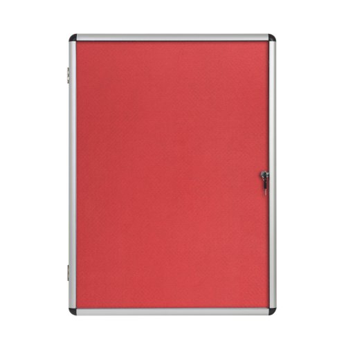 Bi-Office Aluminium Frame Lockable Display Case 1200x1200mm Red VT740105150