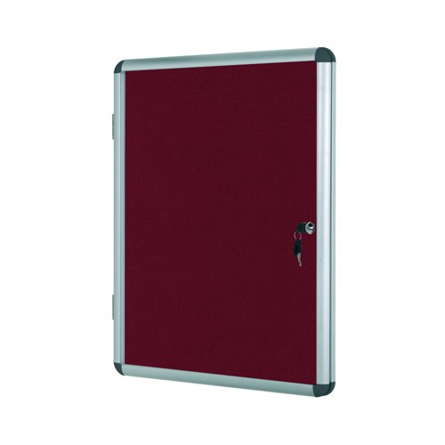 Bi-Office Aluminium Frame Lockable Display Case 1200x1200mm Burgundy VT740106150