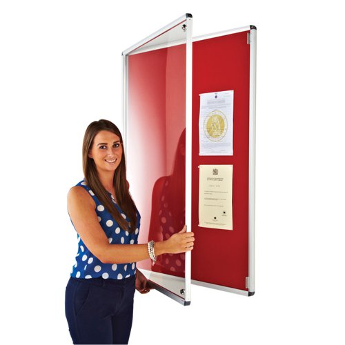 Adboards Metropolitan Glazed Tamperproof Noticeboard 1500x1200mm Red TMFT-1512-02