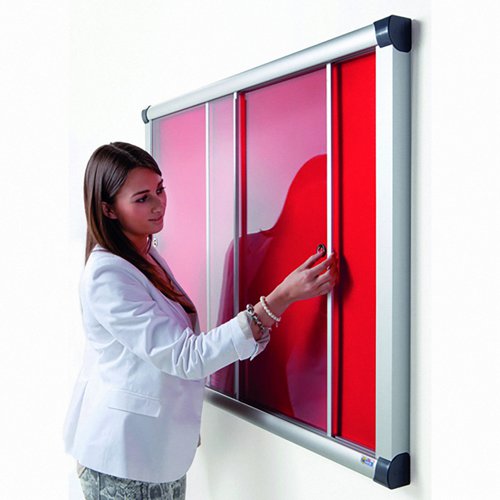 Adboards Metropolitan Fire Retardant Acrylic Sliding Showcase 1200x1200mm Red TAES-1212-RD
