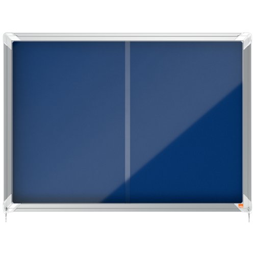 Nobo Premium Plus Indoor Lockable Felt Noticeboard 8xA4 925x668mm Blue 1902565