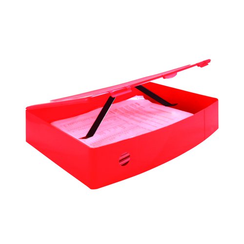 Plastic Box File Foolscap Red