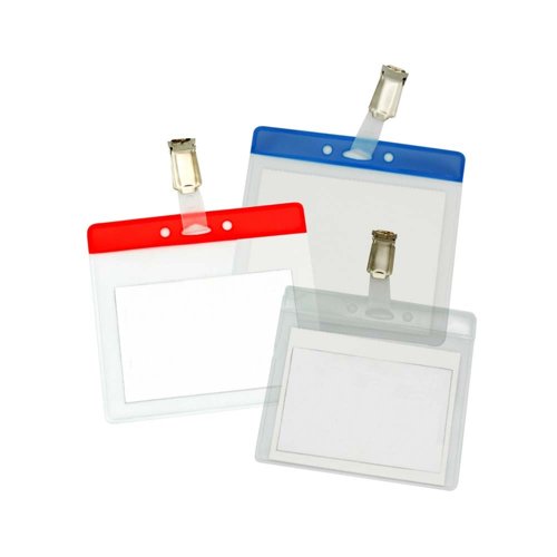 PVC Badge Holder & Clip Blue (Pack 5) 6011SCBB