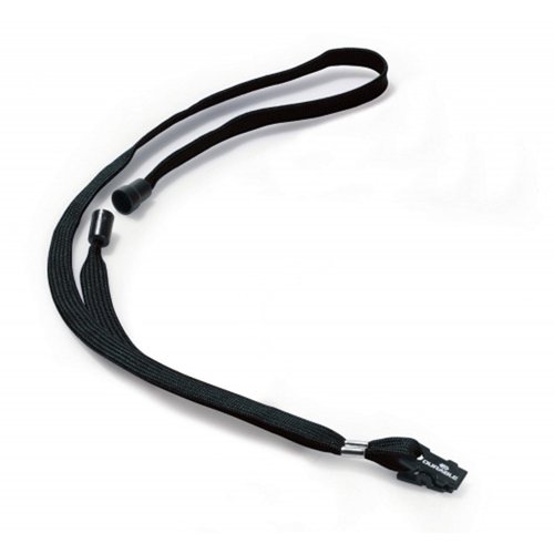 Durable Textile Name Badge Necklace 10mm Black (Pack 10) 811901
