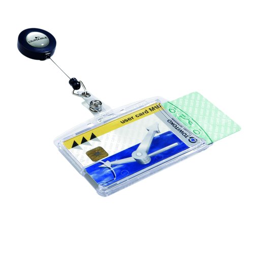 Durable Security Pass Holder & Reel (Pack 10) 822419