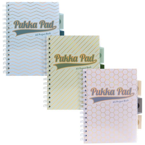 Pukka Haze Wirebound Project Book A5 200 Pages Assorted Colours (Pack 3) 9874(AST)-HZE