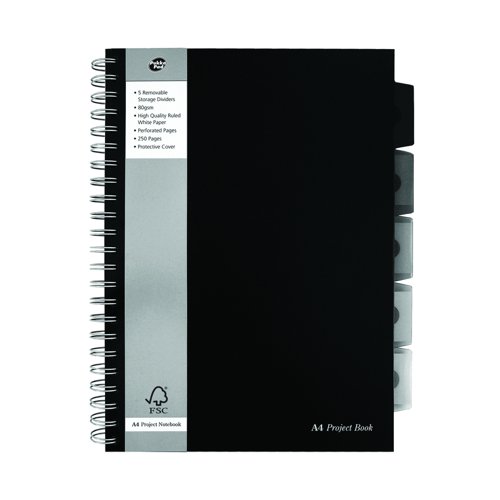 Pukka Pad Black Project Book A4 250pages SBPROBA4
