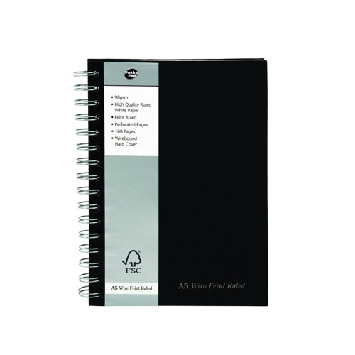 Pukka Pad Black Wirebound Notebook A5 160pages SBWRULA5