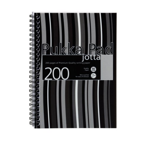 Pukka Stripes Jotta Pad Polypropylene A5 200pages 80gsm Black JP021