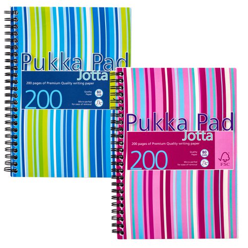 Pukka Pad Stripes Jotta Pad A5 200pages Blue/Pink (Pack 3) JP021