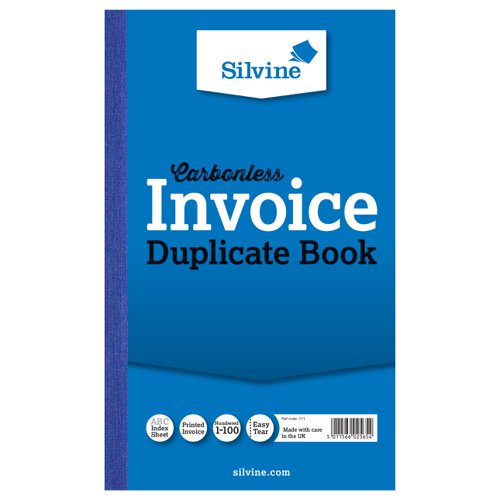 Silvine Duplicate Book NCR 210x127mm Invoice 711
