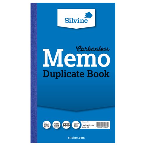 Silvine Duplicate Book NCR 210x127mm Memo 701