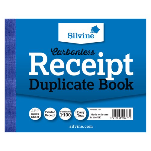 Silvine Duplicate Book NCR 102x127mm Receipt 720-T