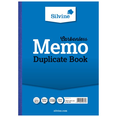 Silvine Duplicate Book NCR 298x210mm A4 Memo 714