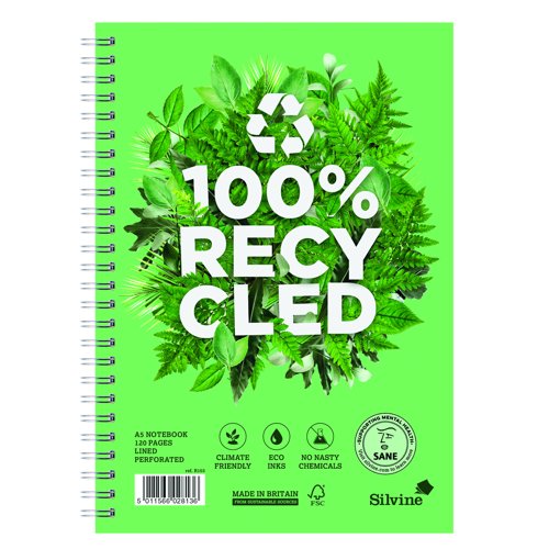 Silvine Premium Recycled Notebook A5 120pages 80gsm R103