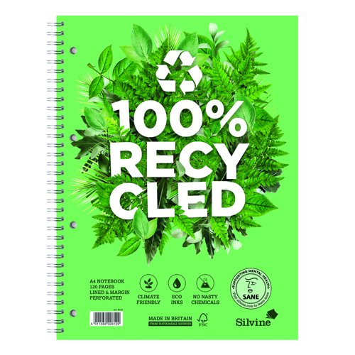 Silvine Premium Recycled Notebook A4+ 120pages 80gsm R102