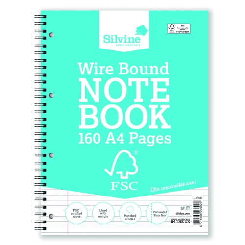Silvine Twinwire FSC Notebook A4 160pages FSCTW80