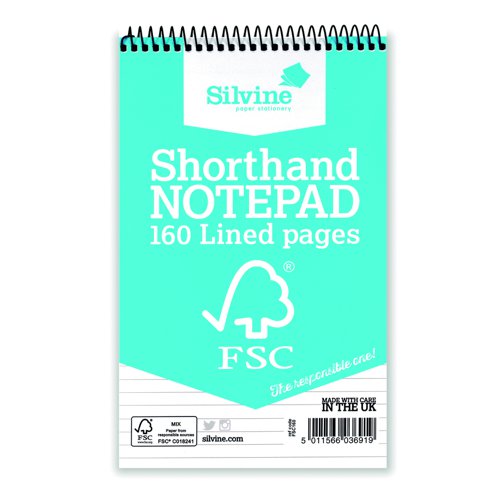 Silvine FSC Shorthand Notebook 200x127mm 160pages FSC160