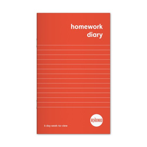 RHINO Homework Diary 6-Day Week A6+ 84 Page Red (Pack 100) SDWD1-0