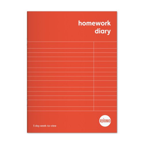 RHINO Homework Diary 5-Day Week 200x148mm 84 Page Red (Pack 100) SDWD2-2