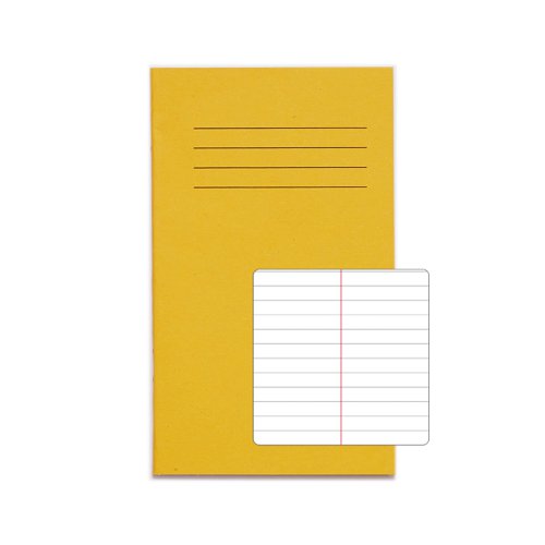 RHINO Vocabulary Book A6+ 7mm Ruled & Centre Margin 48 Page Yellow (Pack 10) VNB012-94-2