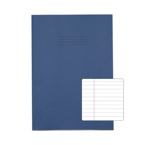 RHINO Exercise Book A4+ 8mm Ruled & Margin 80 Page Dark Blue (Pack 50) VDU080-277-2