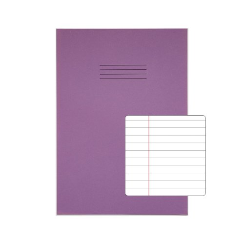 RHINO Exercise Book A4+ 8mm Ruled & Margin 80 Page Purple (Pack 50) VDU080-214-4