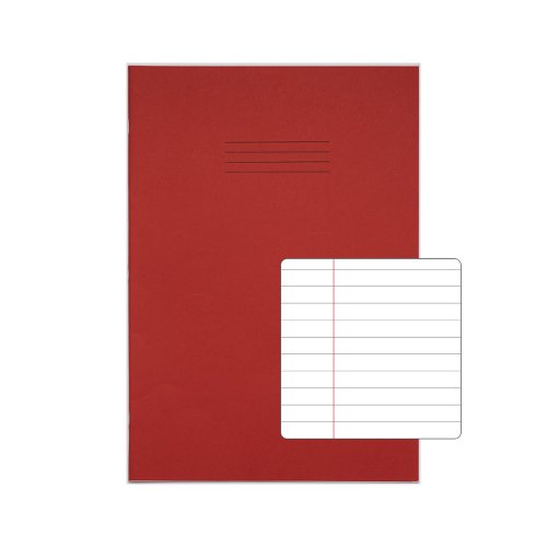 RHINO Exercise Book A4+ 8mm Ruled & Margin 80 Page Red (Pack 50) VDU080-200-4