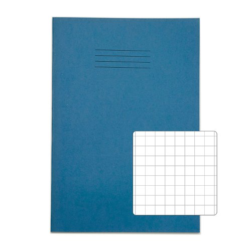 RHINO Exercise Book A4+ 10mm Squared 80 Page Light Blue (Pack 50) VDU080-317-2