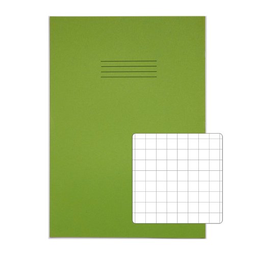 RHINO Exercise Book A4+ 10mm Squared 80 Page Light Green (Pack 50) VDU080-328-6