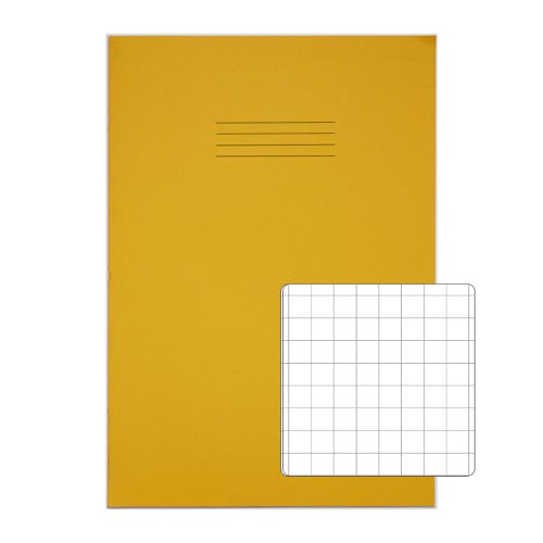 RHINO Exercise Book A4+ 10mm Squared 80 Page Yellow (Pack 50) VDU080-330-2