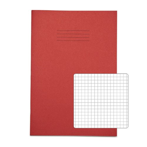RHINO Exercise Book A4 5mm Squared 80 Page Red (Pack 50) VEX668-2215-8