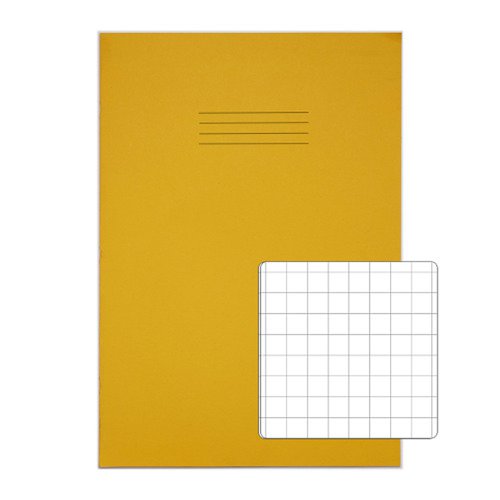 RHINO Exercise Book A4 10mm Squared 80 Page Yellow (Pack 50) VEX668-215-8