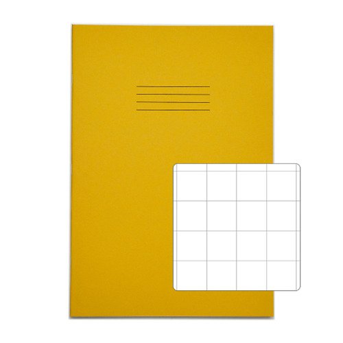 RHINO Exercise Book A4 20mm Squared 80 Page Yellow (Pack 50) VEX668-429-2