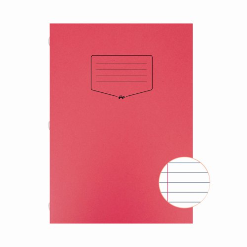 Silvine Tough Shell Exercise Book 80pages Ruled & Margin A4 Red EX142