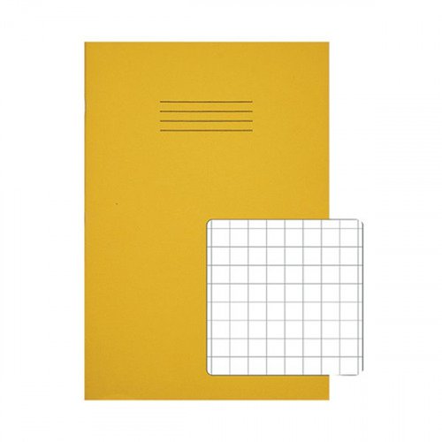 RHINO Exercise Book A4 10mm Squared 64 Page Yellow (Pack 50) VEX677-2925-4