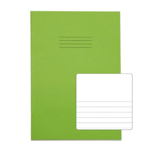 RHINO Exercise Book A4 Top Plain/Bottom 8mm Ruled 64 Page Light Green (Pack 50) VEX677-125-8