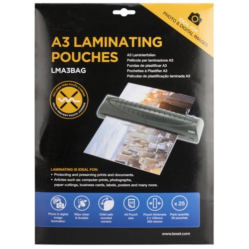 Low Use Laminator Pouches A3 250 Micron (Pack 25)
